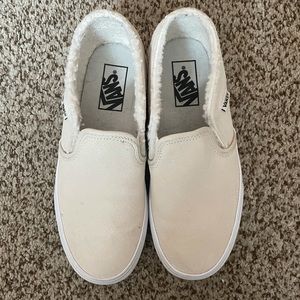 Cream shearling trim Vans slip on sneaker